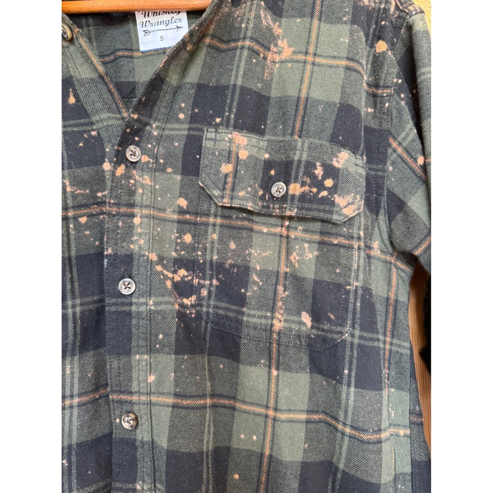 Moonshine Salvage One-of-a-Kind Bleached Flannel | Vintage Circus Horse Art / S - Picture 6 of 11